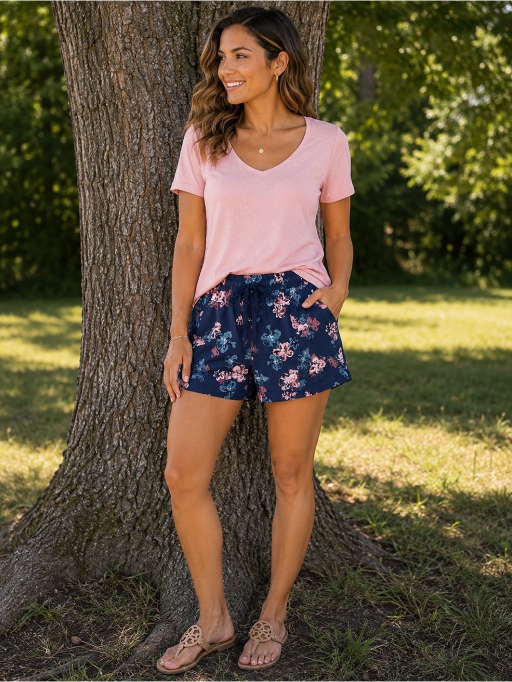 Burnside floral all over print pocket shorts